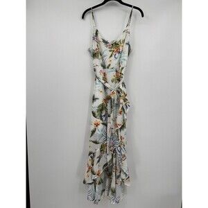 Francesca’s Maddyx Miami Tropical Sundress Women L Ivory Adjustable Summer Midi